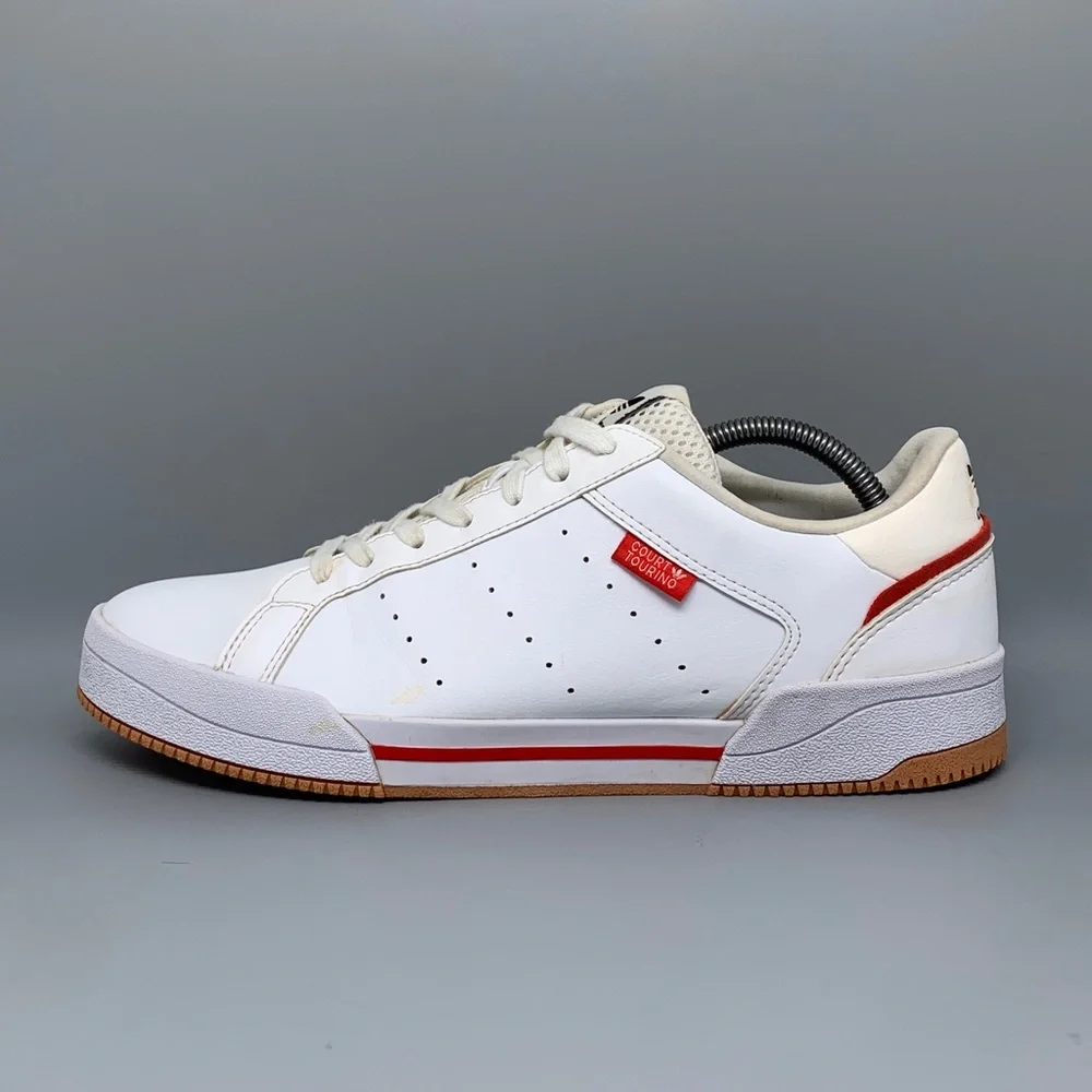 Adidas Originals Court Tourino‎ White Red Shoes GX4378 Men’s Sz 10.5
